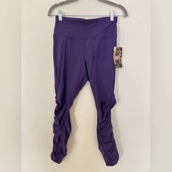 Avia Womens Purple Prestige Crop Legging Moisture Wicking Ruching Leg Activewear - Picture 1 of 15